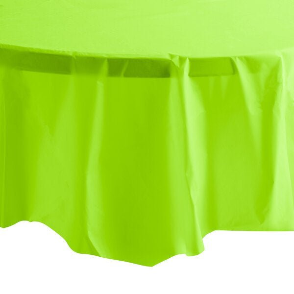 84'' Green Lime Round TableCloth Plastic Disposable Tablecovers Tablecloths Round size and feature image