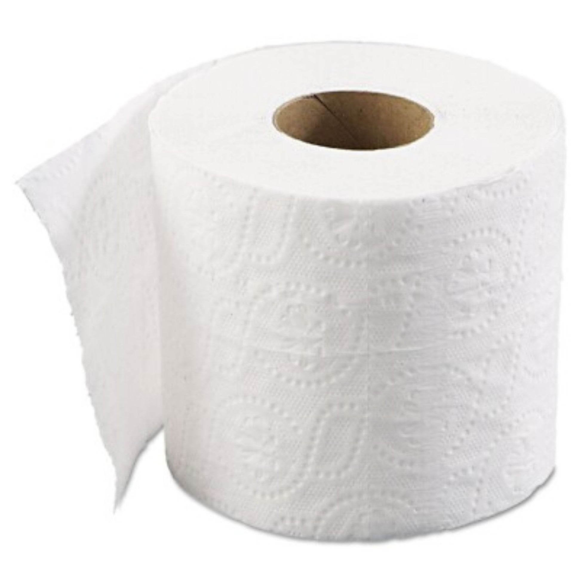 White paper towel roll on a white background