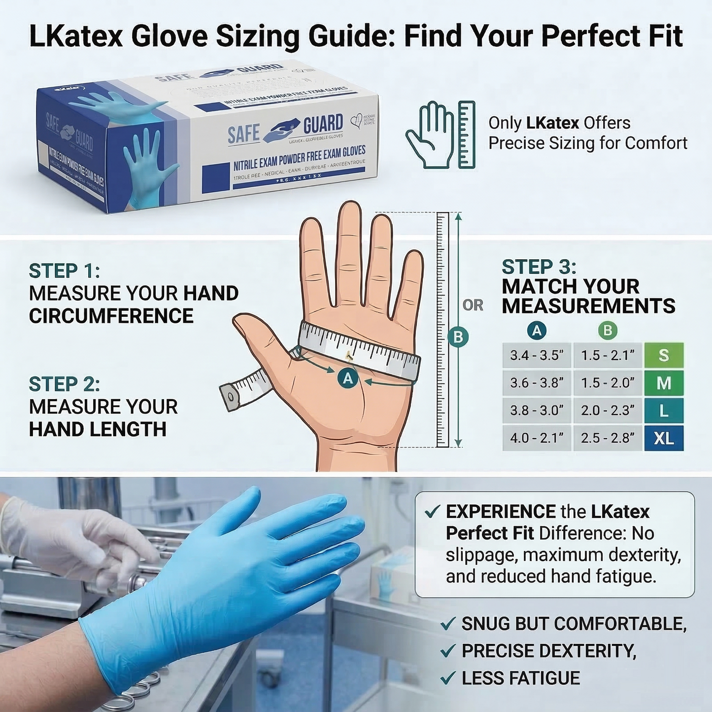 Safeguard 100 Count Large Blue Nitrile Gloves Powder Free Latex Free Food