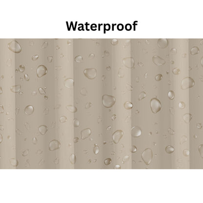 Text 'Waterproof' above a surface with water droplets.
