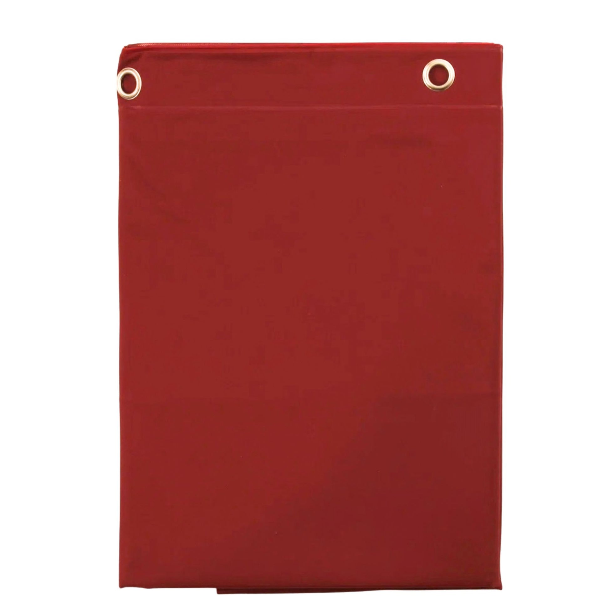 Red fabric with grommets on a white background