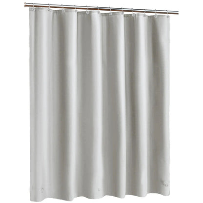 White shower curtain on a white background