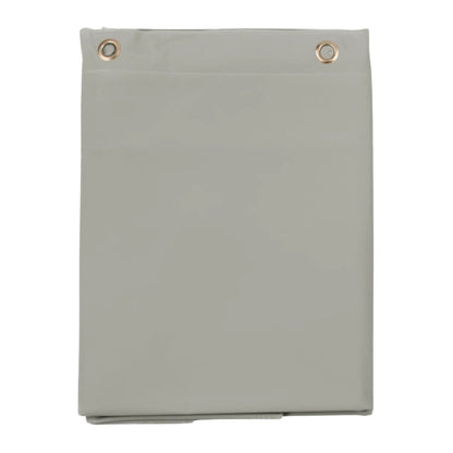 Folded gray fabric with grommets on a white background