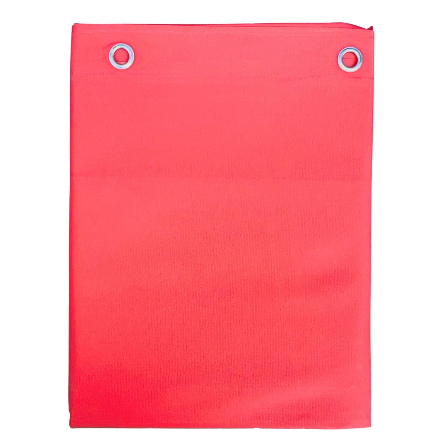 Red rectangular sheet with grommets on a white background