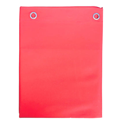 Red rectangular sheet with grommets on a white background