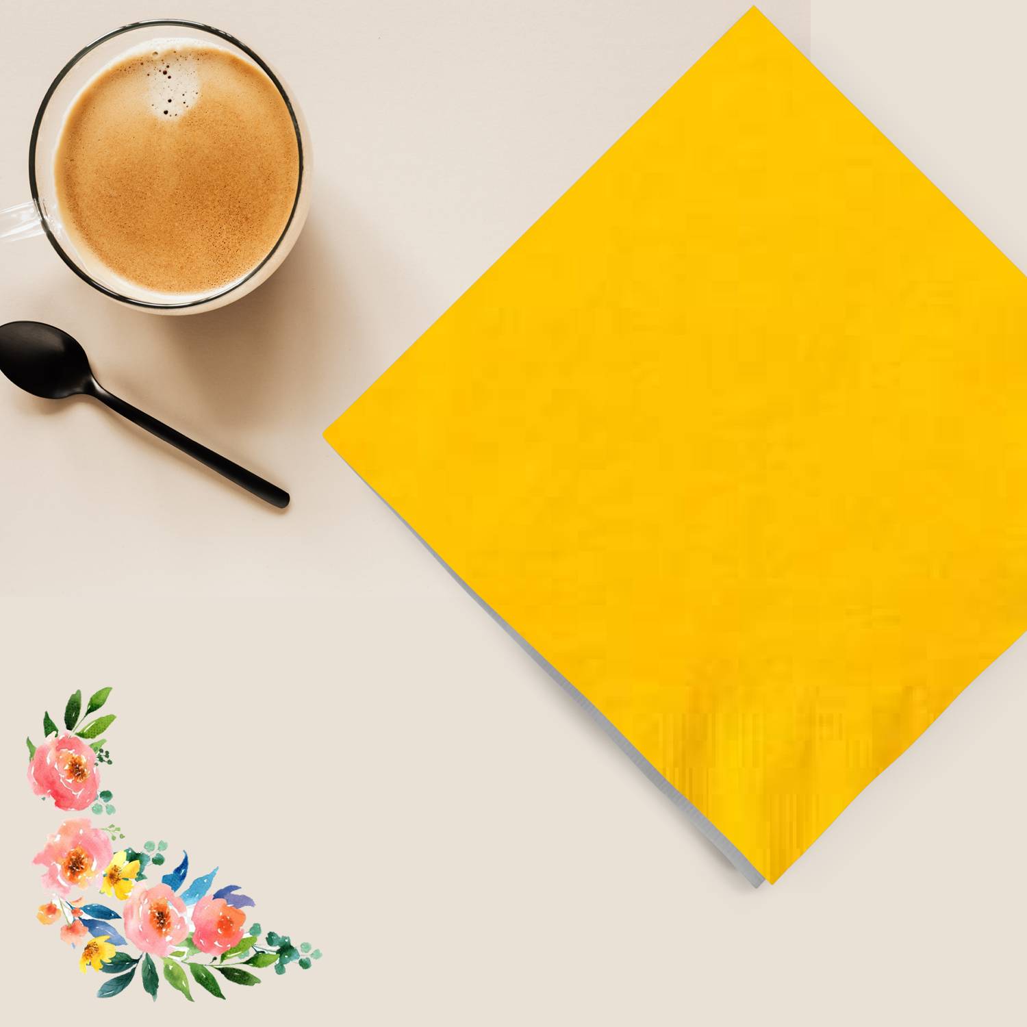 Sunshine Yellow Lunch Napkins 20 Pack Party Tableware, Event Catalog,Napkins size and feature image