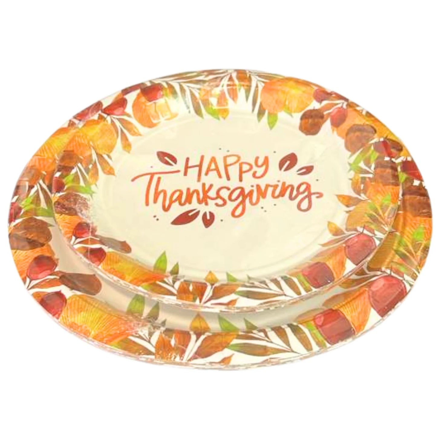 Happy Thanksgiving” Fall-Themed 9" Disposable Paper Plates-8CT