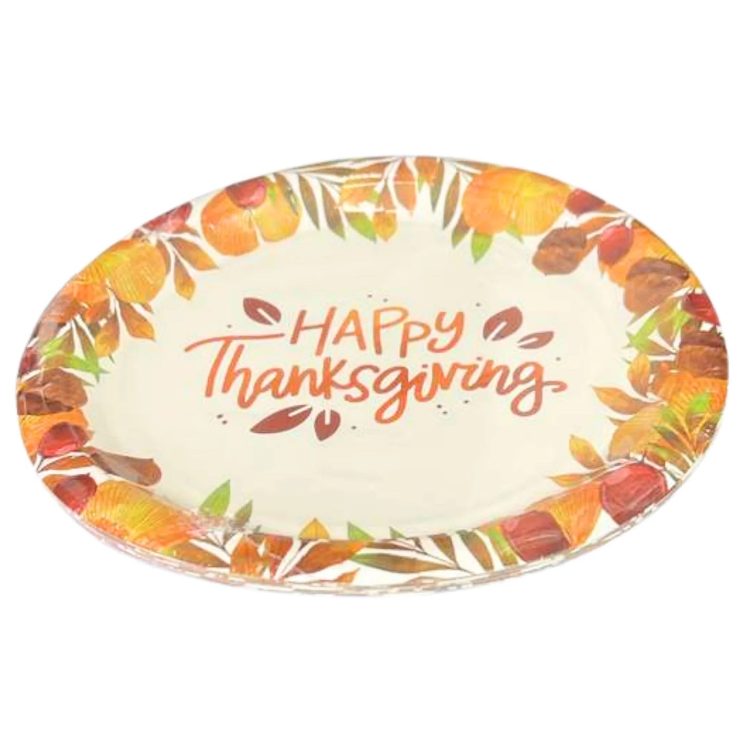 Happy Thanksgiving” Fall-Themed 9" Disposable Paper Plates-8CT