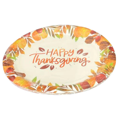 Happy Thanksgiving” Fall-Themed 9" Disposable Paper Plates-8CT