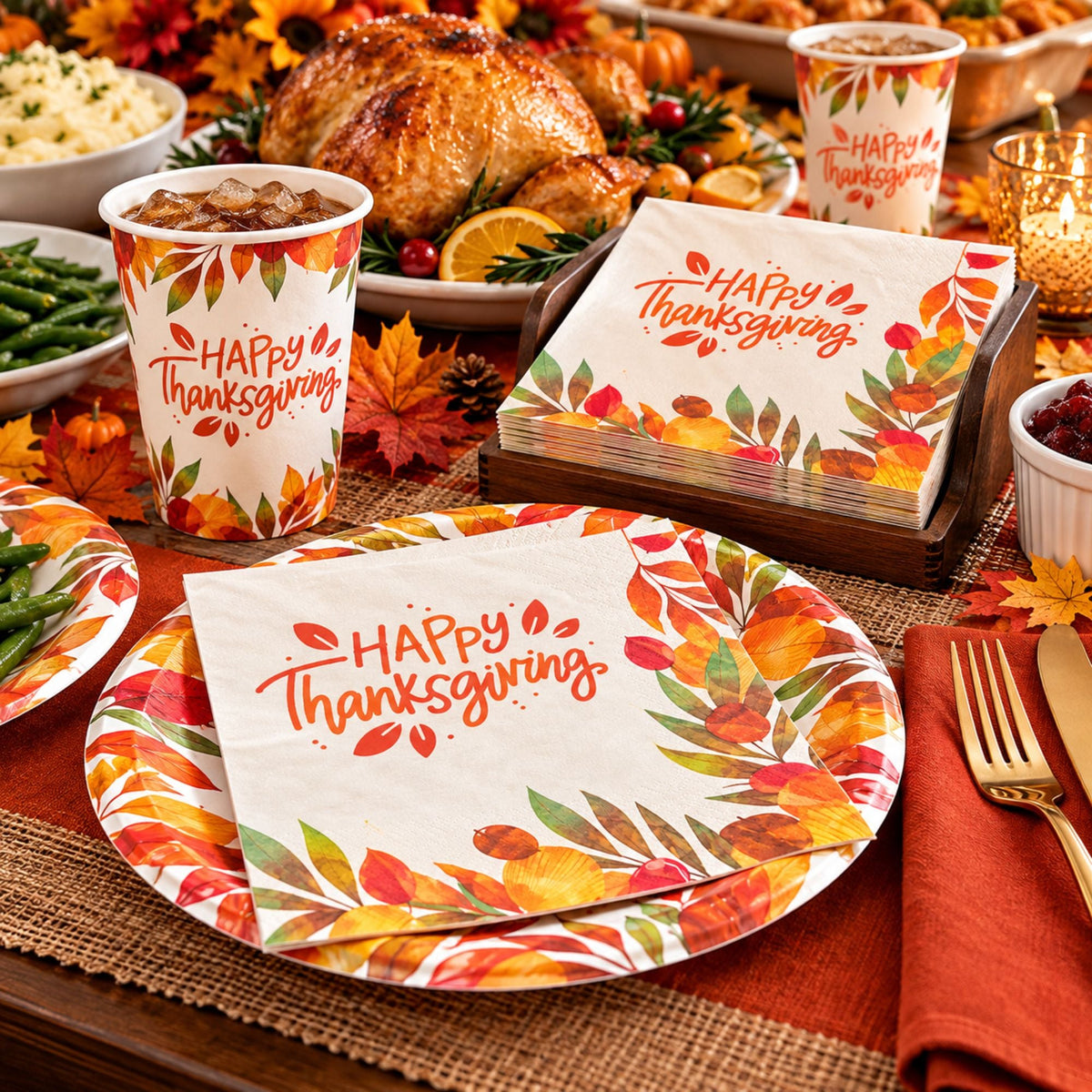 Thanksgiving Beverage Paper Napkins-16 Pack