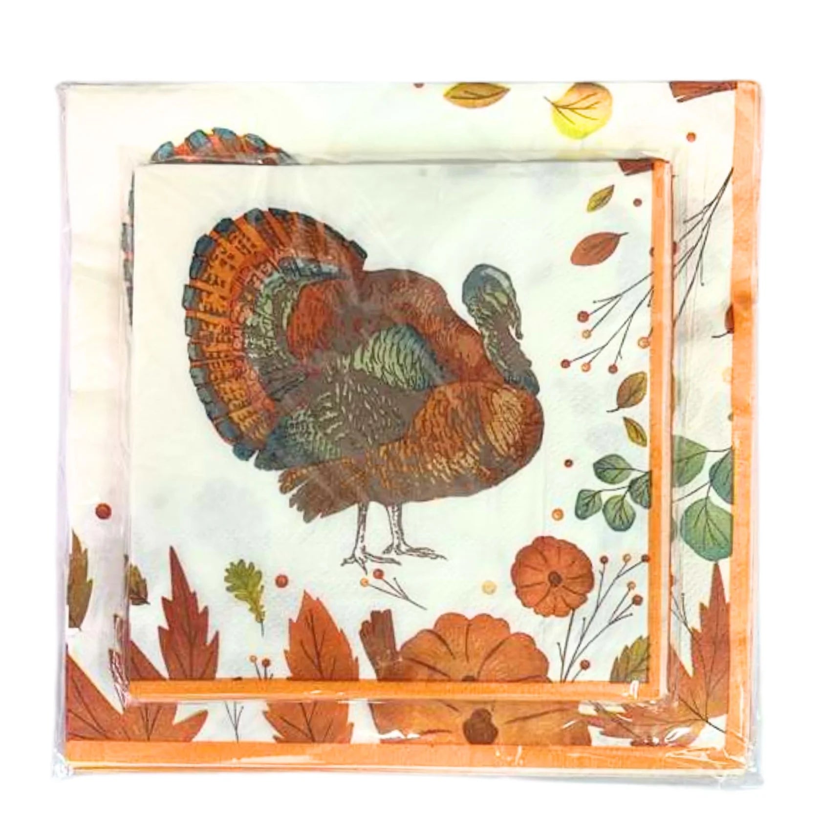 Thanksgiving with Turkey Image Themed 9.8" X 9.8" Napkins: 16 Pack Kitchen Catalog, Paper Napkins size and feature image