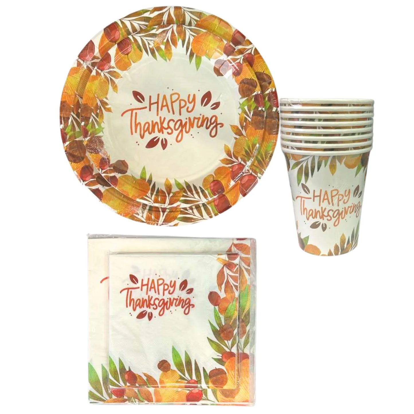 Happy Thanksgiving” Fall-Themed 9.8" x 9.8" Paper Napkins-16Pcs