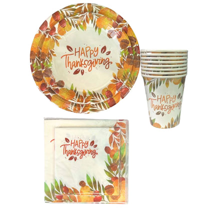 Happy Thanksgiving” Fall-Themed 9.8" x 9.8" Paper Napkins-16Pcs