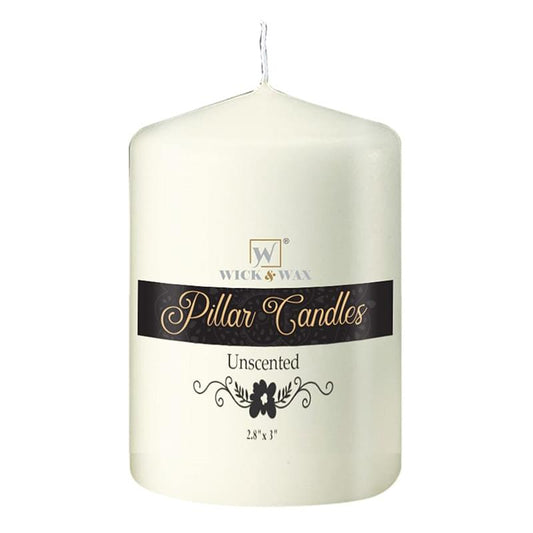 3"x3" Unscented Ivory Pillar Candle Candles WICK & WAX