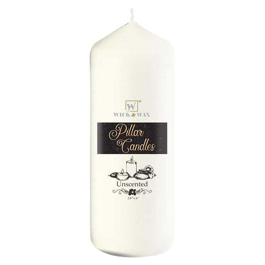 3"x6" Unscented Ivory Pillar Candle Candles WICK & WAX