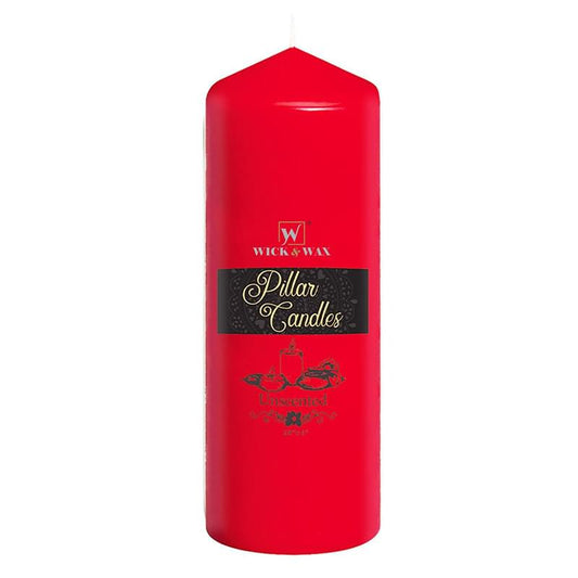 3"x6" Unscented Red Pillar Candle Candles WICK & WAX