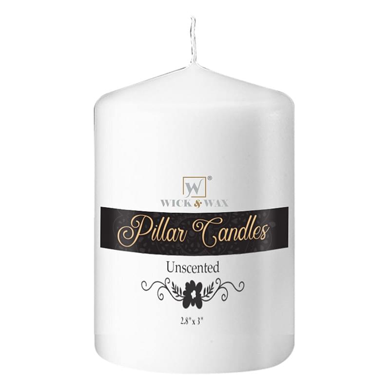 3"x3" Unscented White Pillar Candle Candles main product image