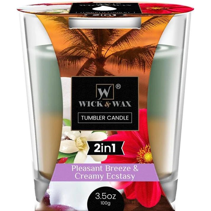 3.5oz Dual Scent Tumbler Candle – Pleasant Breeze & Creamy Ecstasy Candles size and feature image