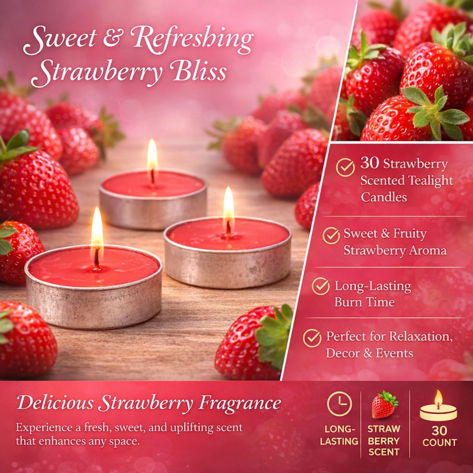 Tealight Strawberry Scented Candles candle candles product detail image