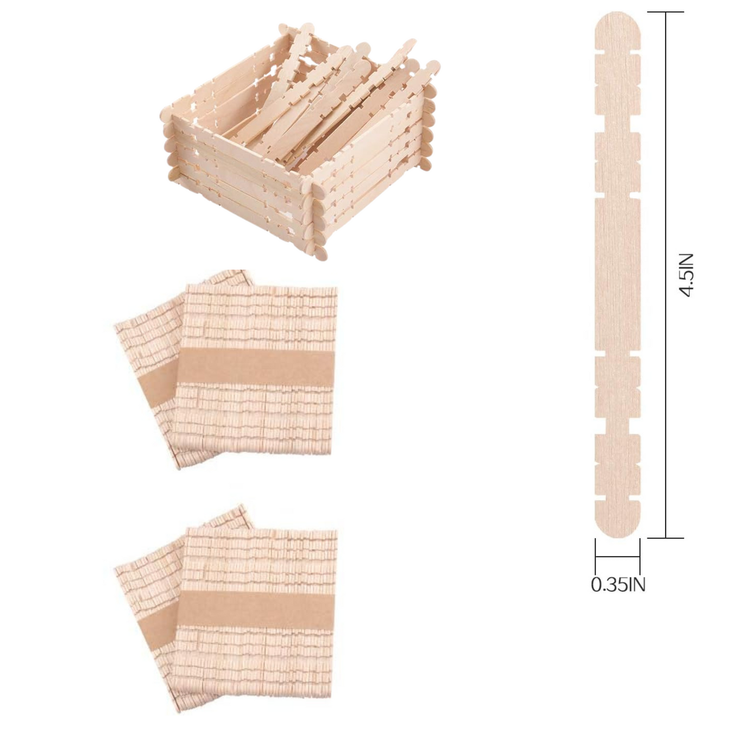 99¢-Incraftables 4.5" Natural Color Popsicle Craft Sticks – 50 pcs