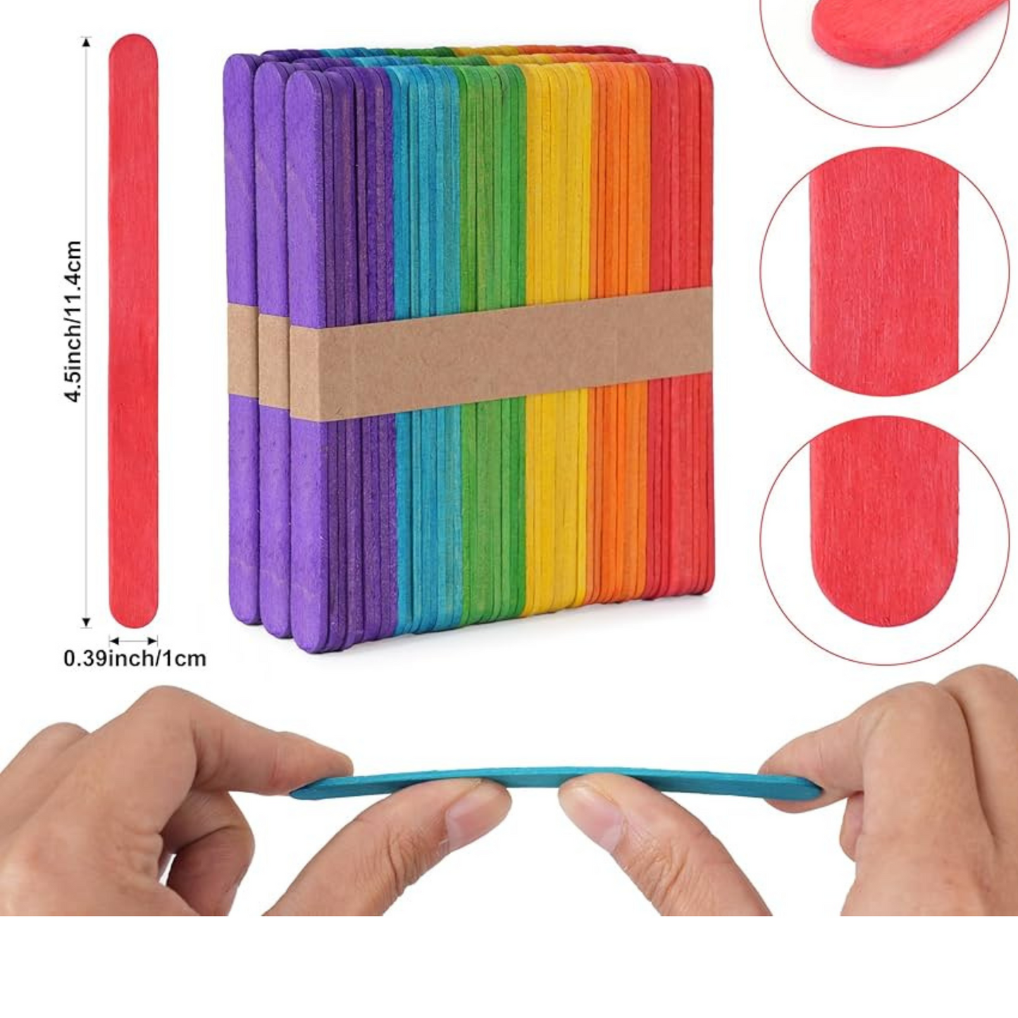 99¢- 4.5" Incraftables 6 Vibrant  Color Popsicle Craft Sticks – 100 pcs