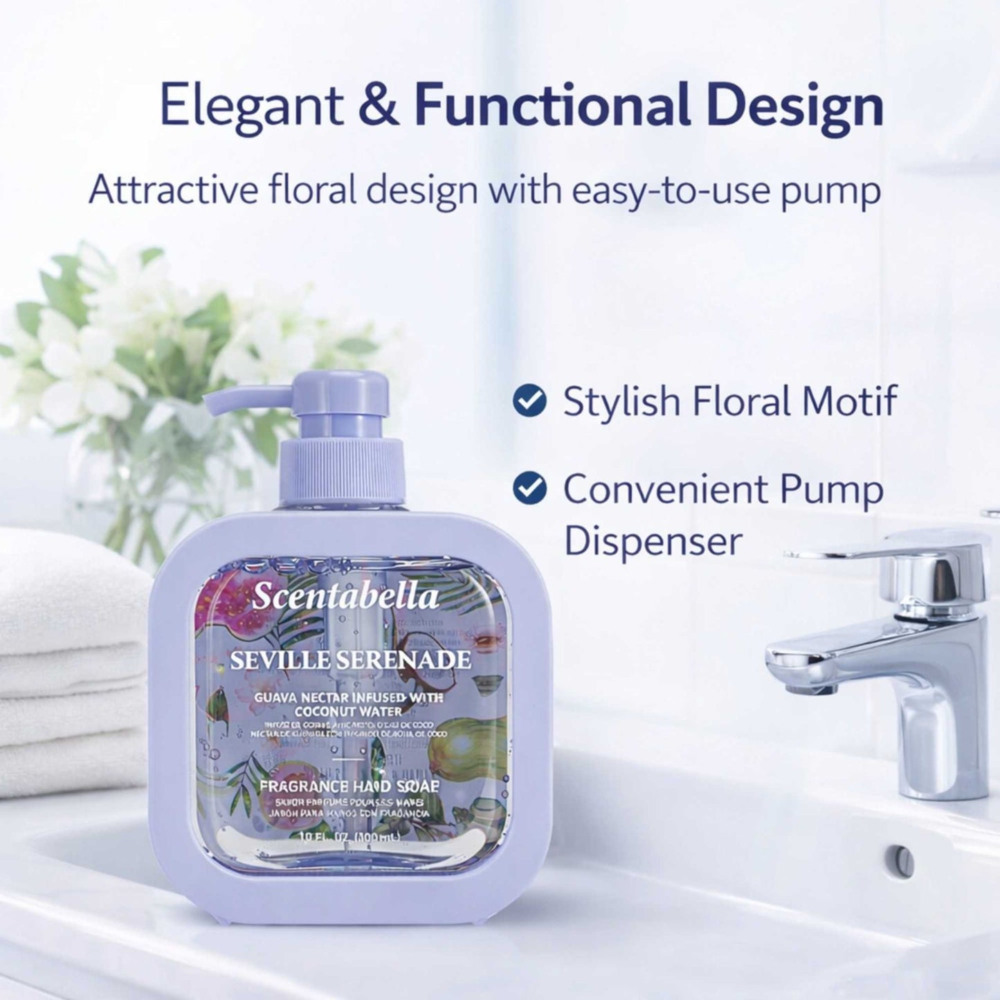 10 FL OZ Guava Nectar & Coconut Water Scented Hand Soap First Aid Antiseptic lifestyle use image