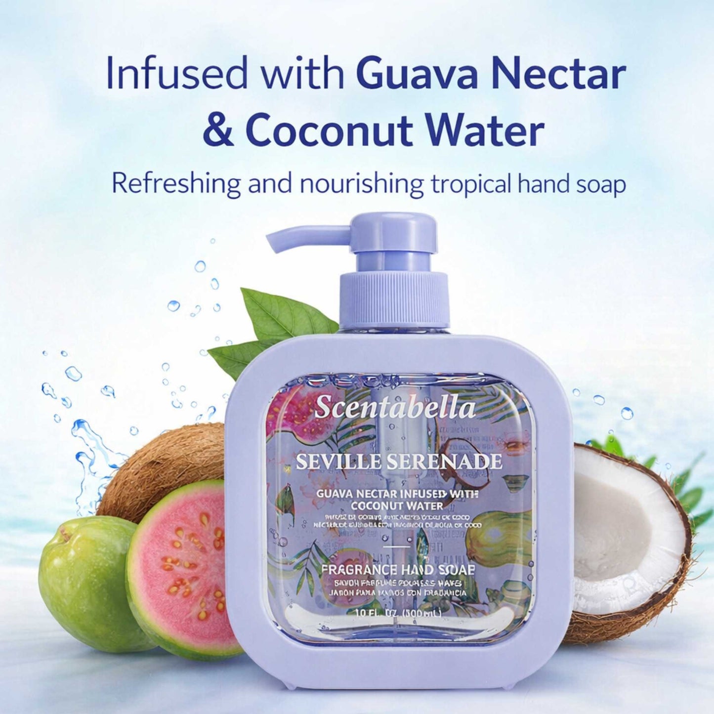 10 FL OZ Guava Nectar & Coconut Water Scented Hand Soap First Aid Antiseptic size and feature image