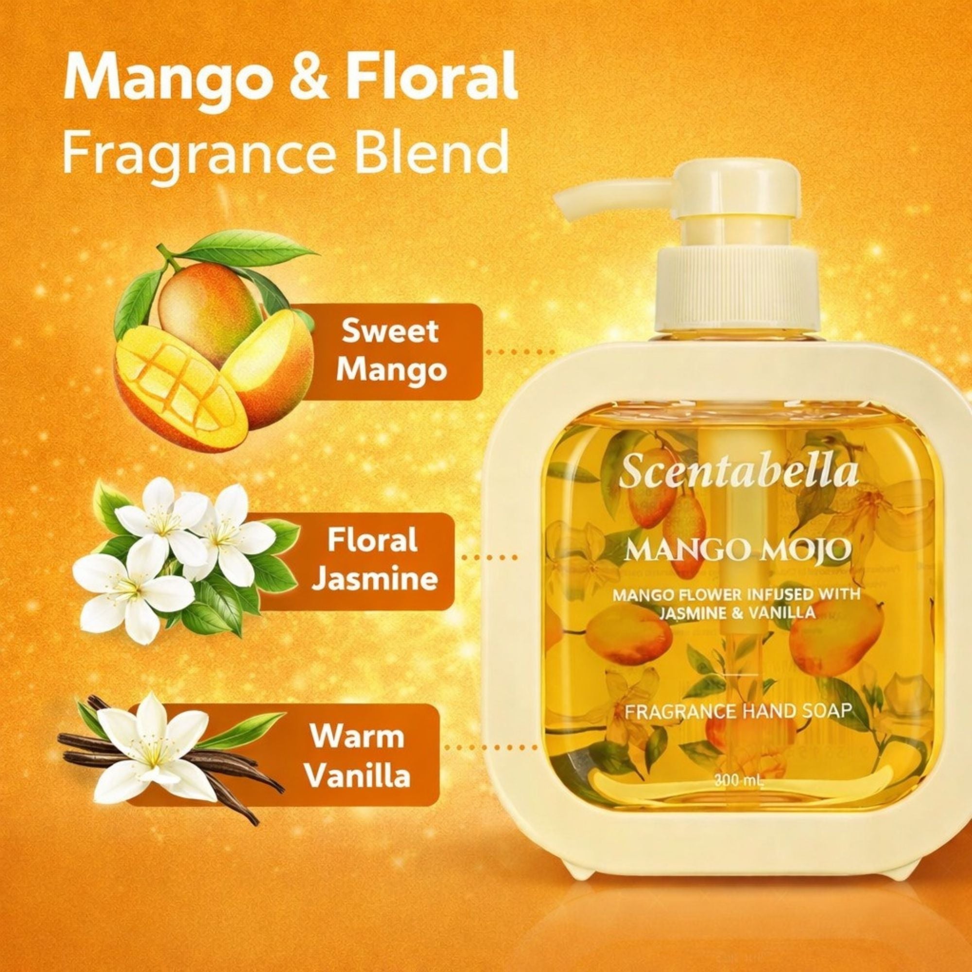 10 FL OZ Mango Mojo Scented Hand Soap Liquid Hand Soap size and feature image