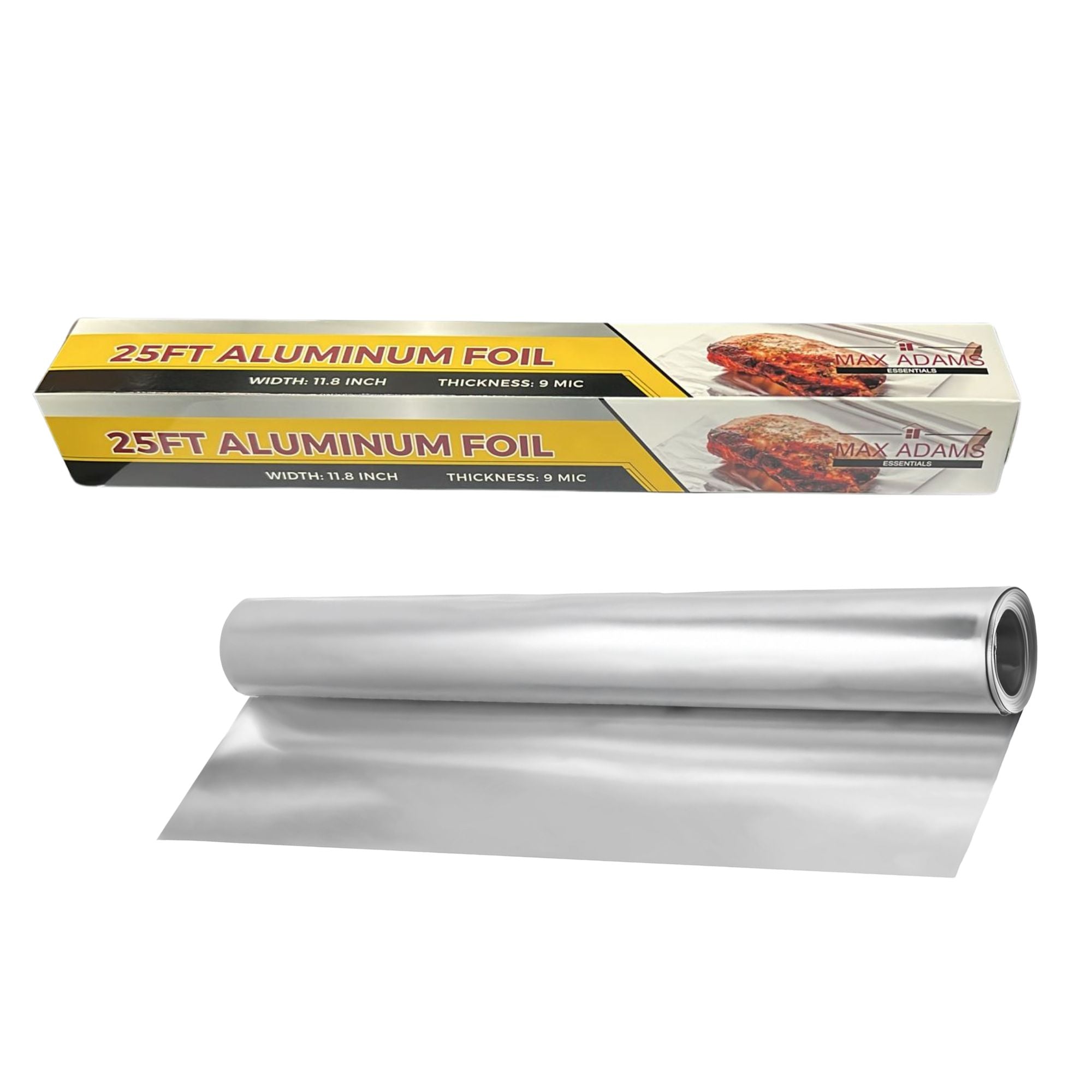 Max Adams Essential Aluminum Foil – 25 Ft Roll, 11.8 in Wide, 9 Microns Thick Household Storage Bags Foil Wrap product