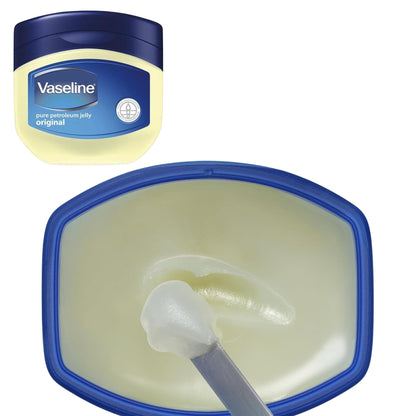 Vaseline jar and open container on a white background