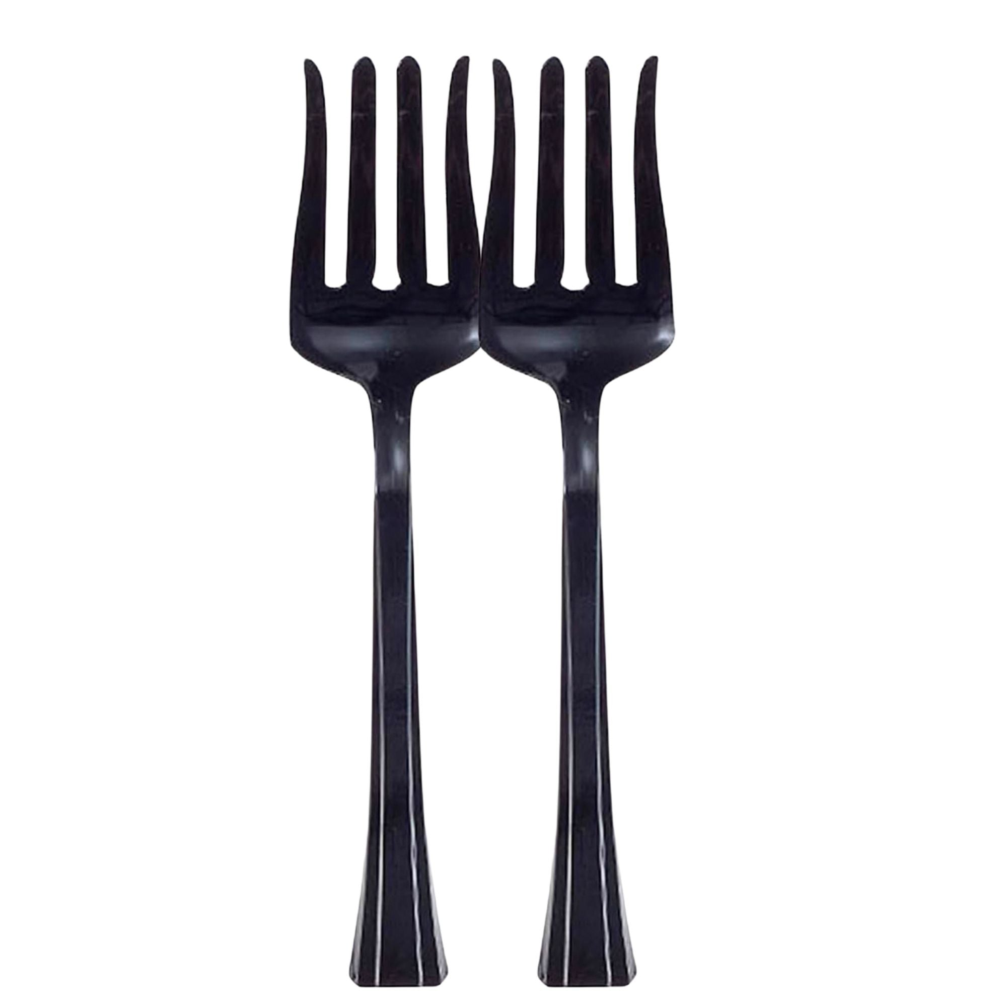 12" Black heavy weight plastic serving fork: 2 Pack Disposable Forks main product image