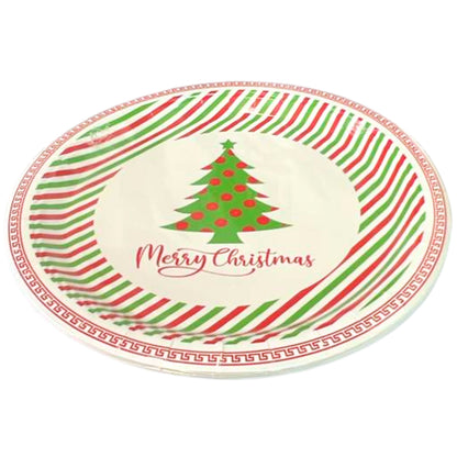 Christmas-themed plate with a tree and 'Merry Christmas' text on a white background