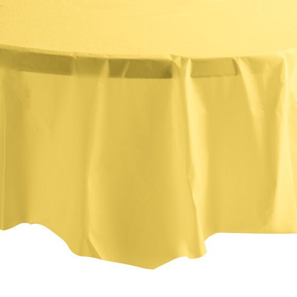 84'' Yellow Round TableCloth Plastic Disposable Tablecovers Tablecloths Round product detail image