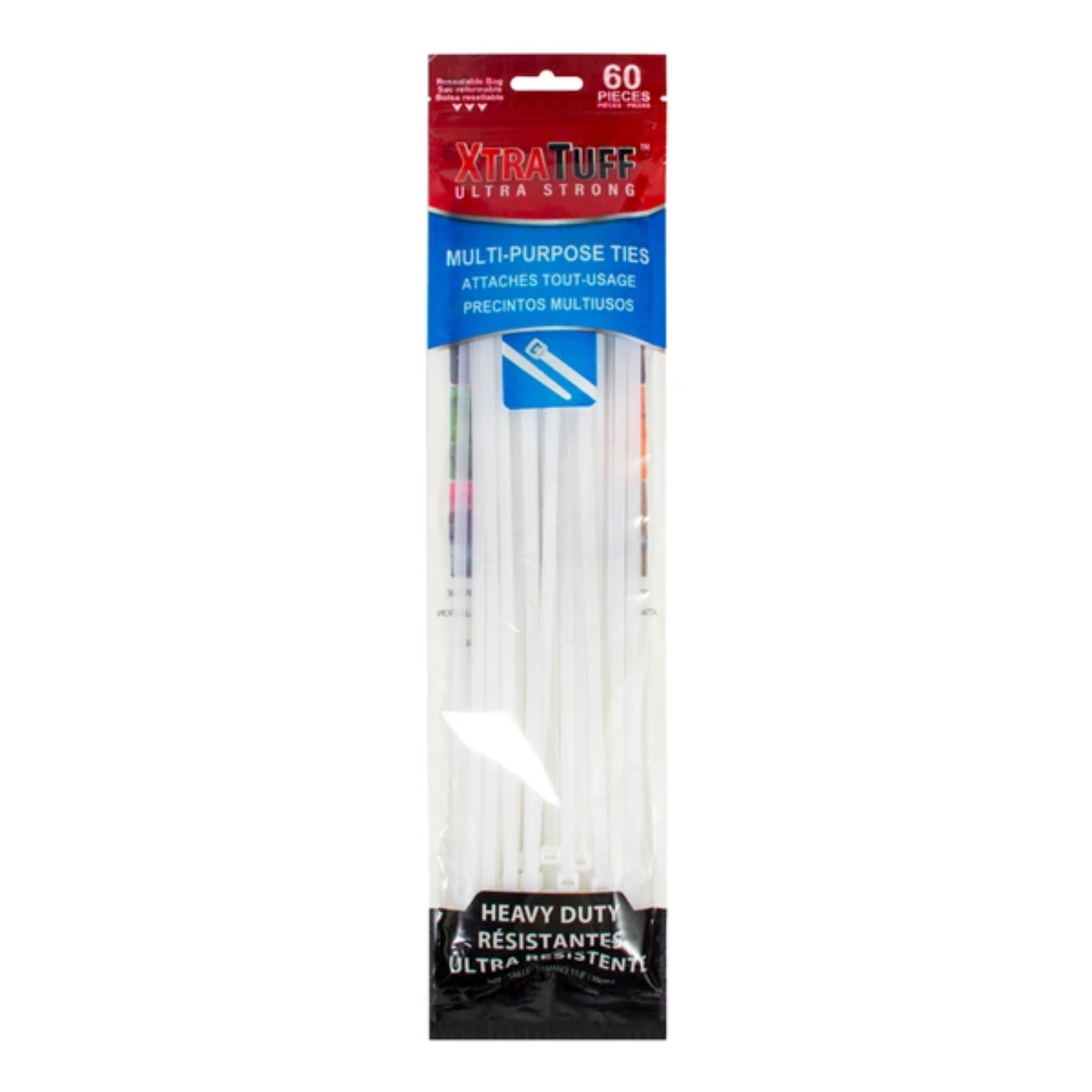 11.8" XtraTuff Multi-Purpose Cable Ties - Nylon Zip Ties 60Pcs