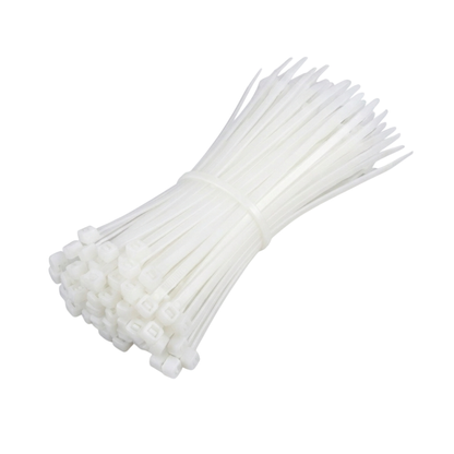 Bunch of white cable ties on a white background
