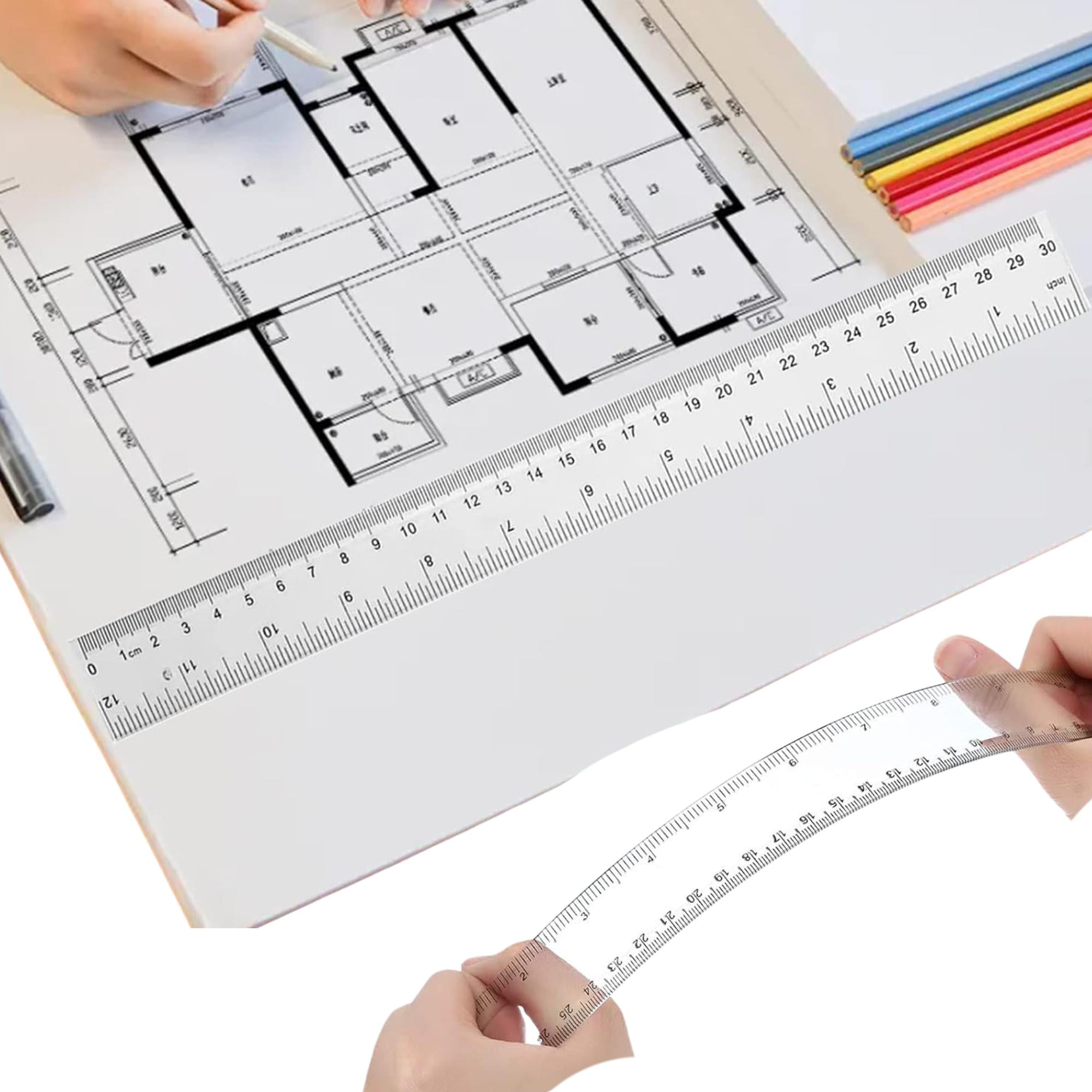 12" Acrylic Clear Ruler with Raised Center Grip: 1 Pack Rulers product image 5