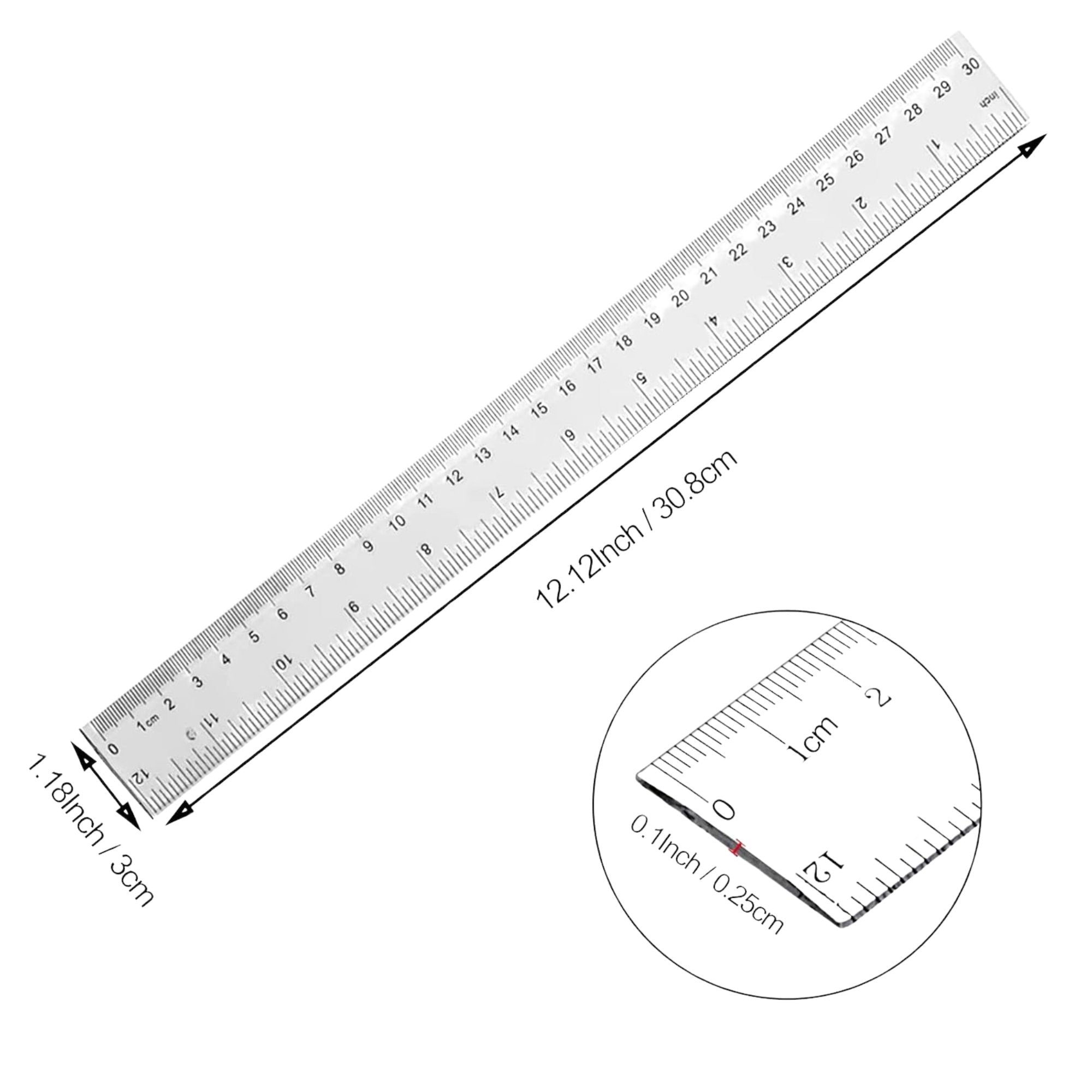 12" Acrylic Clear Ruler with Raised Center Grip: 1 Pack Rulers product detail image