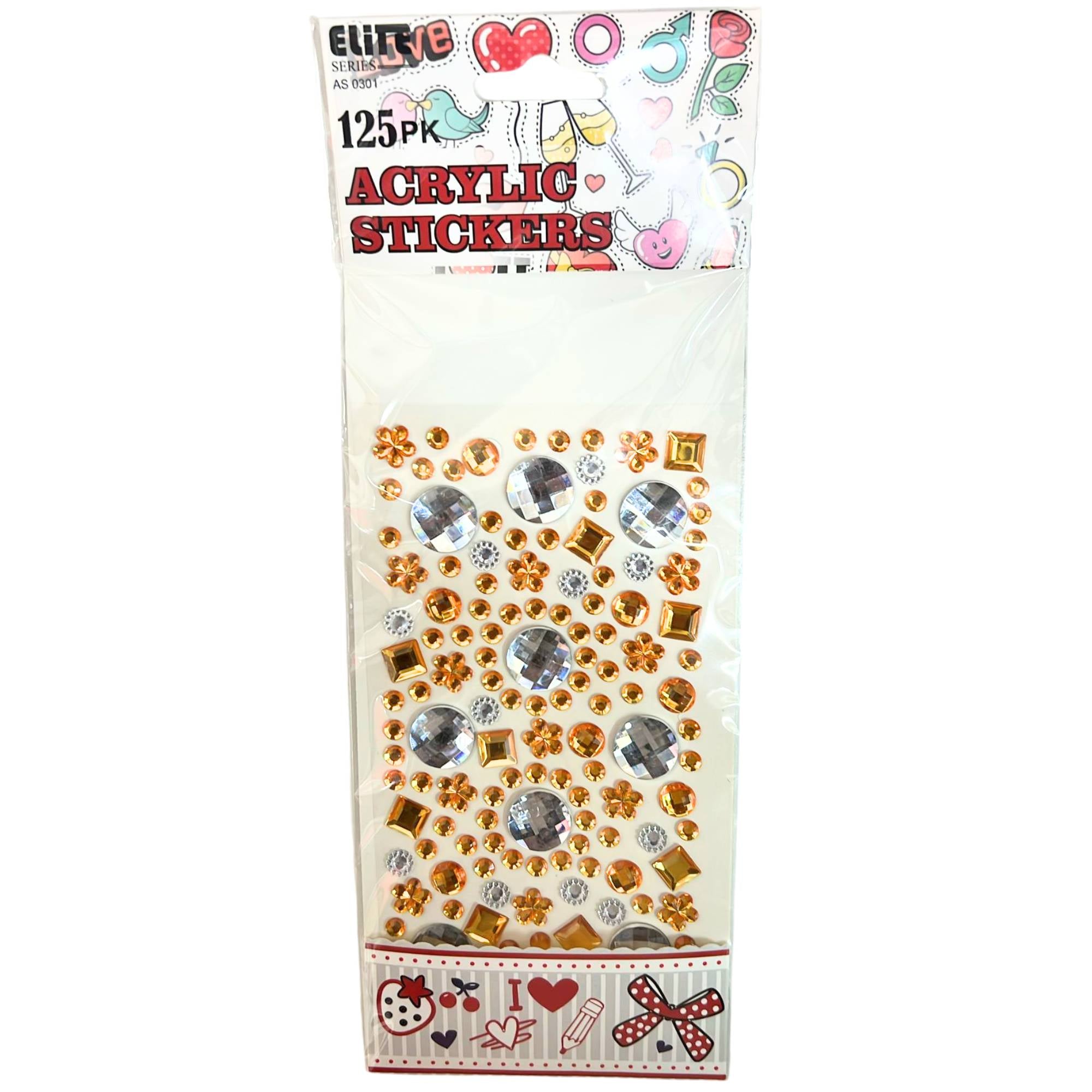 Acrylic Stickers – Includes Gold & Silver Designs: 125 Pack Decorative Stickers DIY main product image