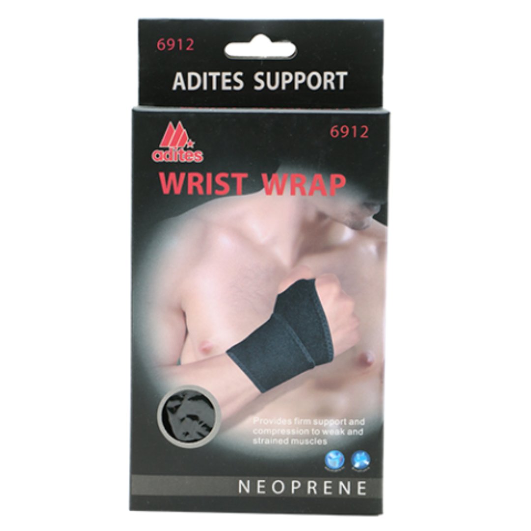Adites Wrist Wrap with Thumb Support & Strap in Black