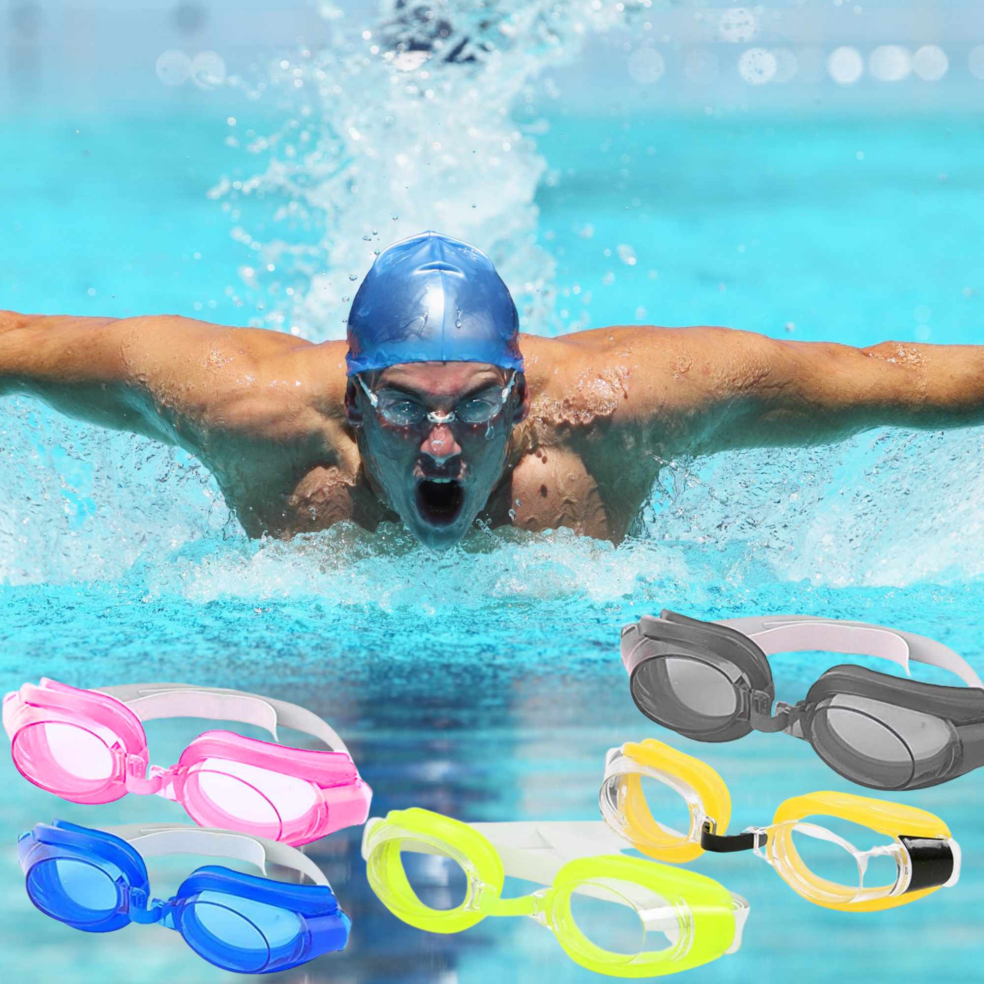 Adult Swim Goggles with Earplugs & Nose Clip: 1 Pack Swim Goggles & Masks product image 11