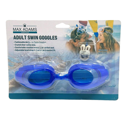 Adult Swim Goggles with Earplugs & Nose Clip