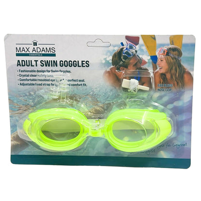 Adult Swim Goggles with Earplugs & Nose Clip