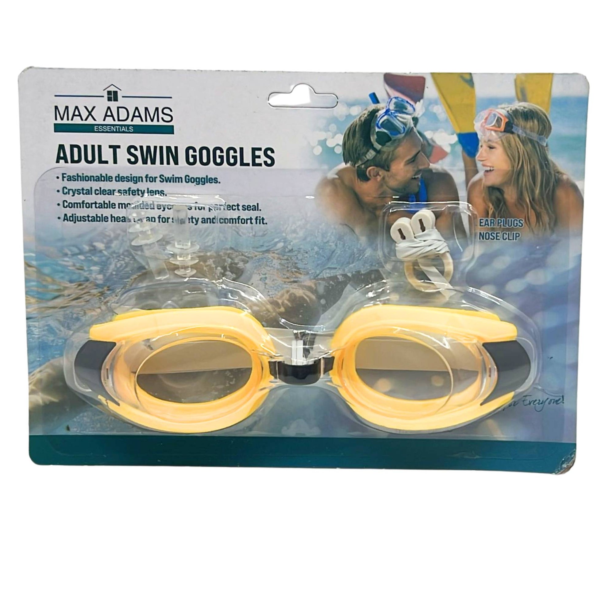 Adult Swim Goggles with Earplugs & Nose Clip