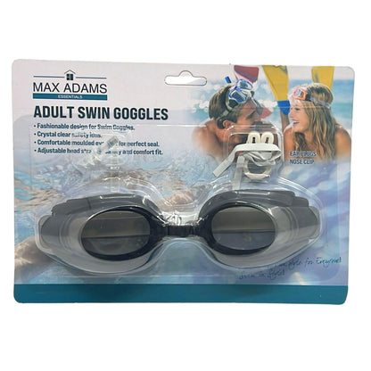 Adult Swim Goggles with Earplugs & Nose Clip