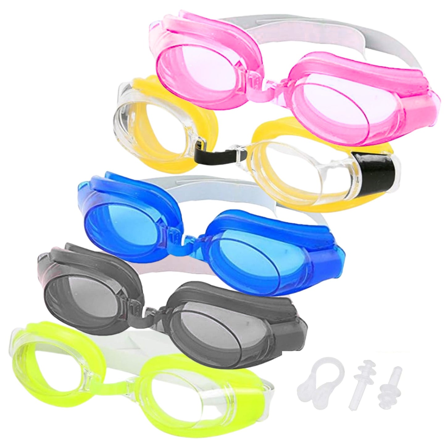 Adult Swim Goggles with Earplugs & Nose Clip