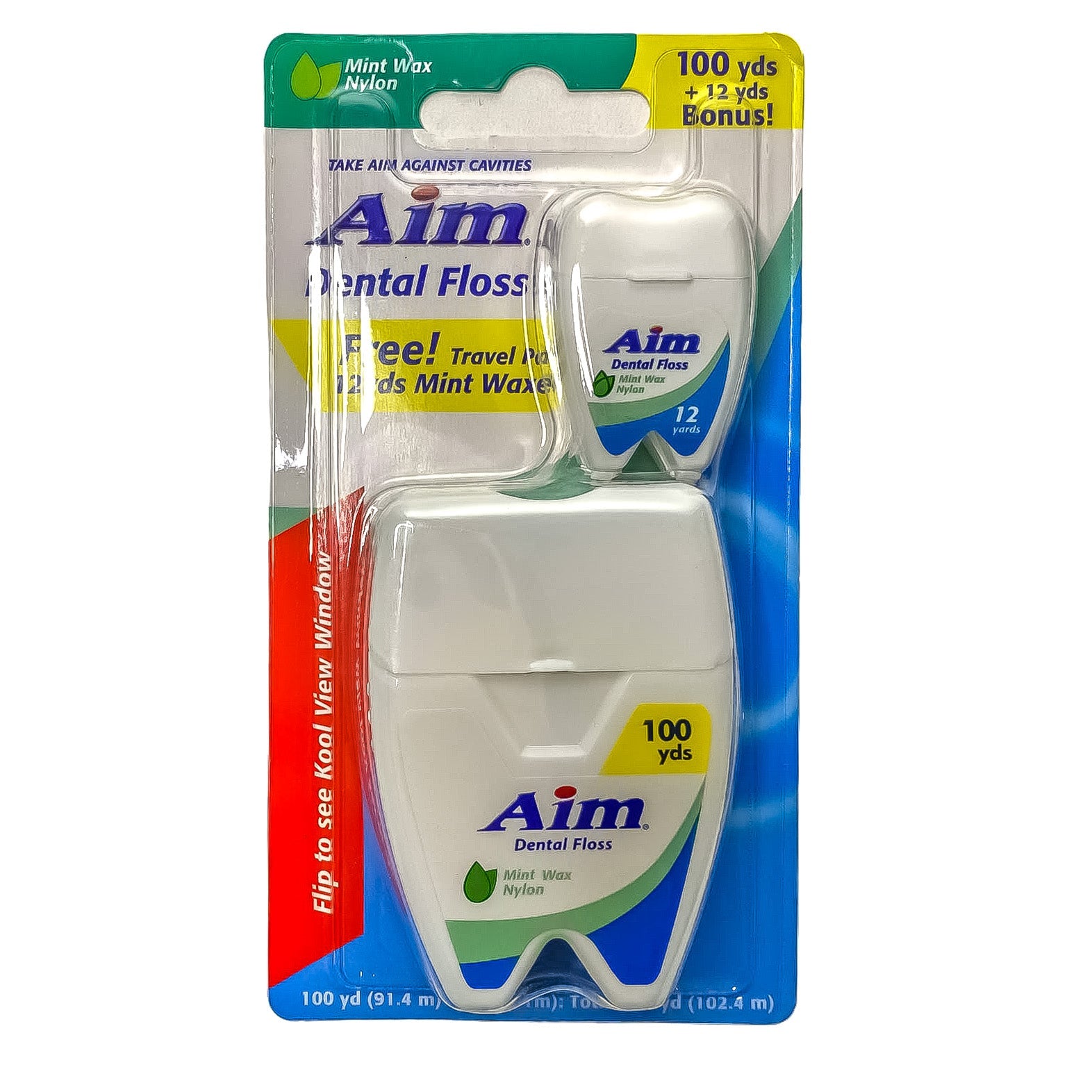 Aim Nylon Waxed Mint Dental Floss with Travel 