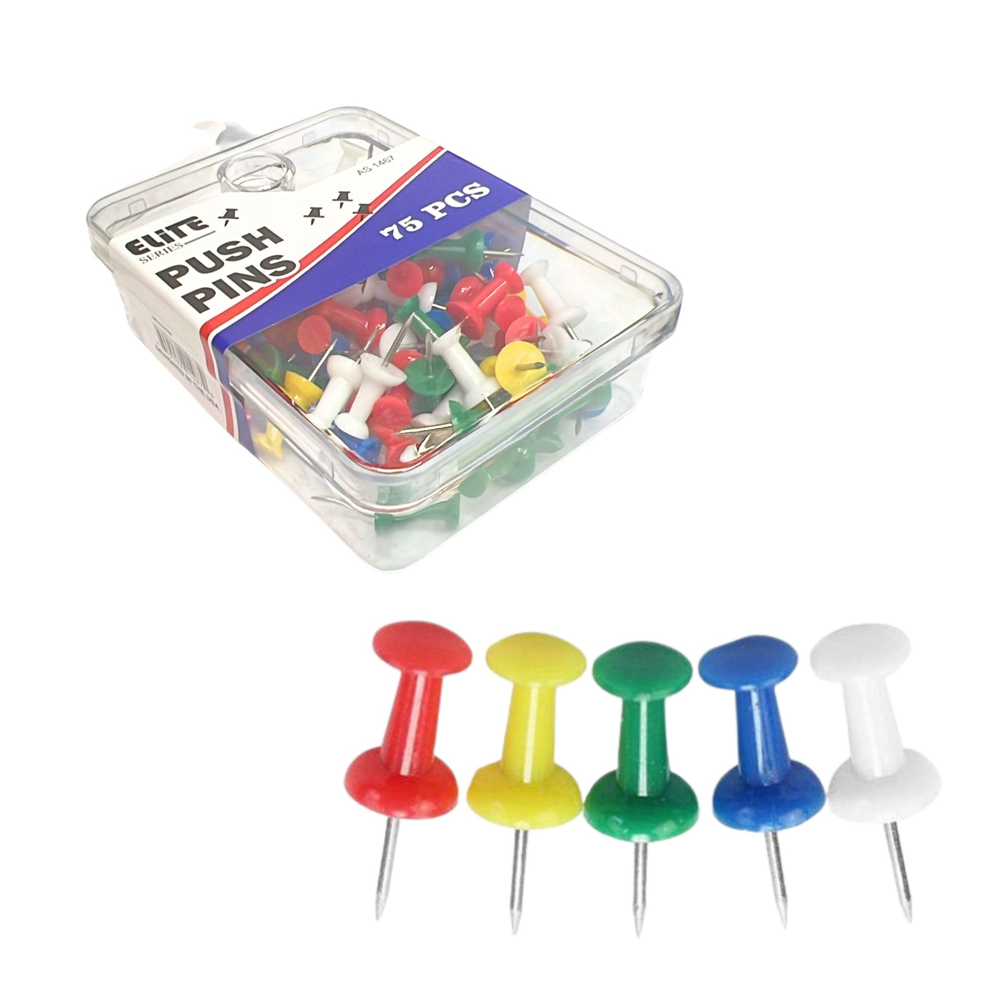 Assorted Color Push Pins: 75 Pack Tacks & Pushpins product detail image