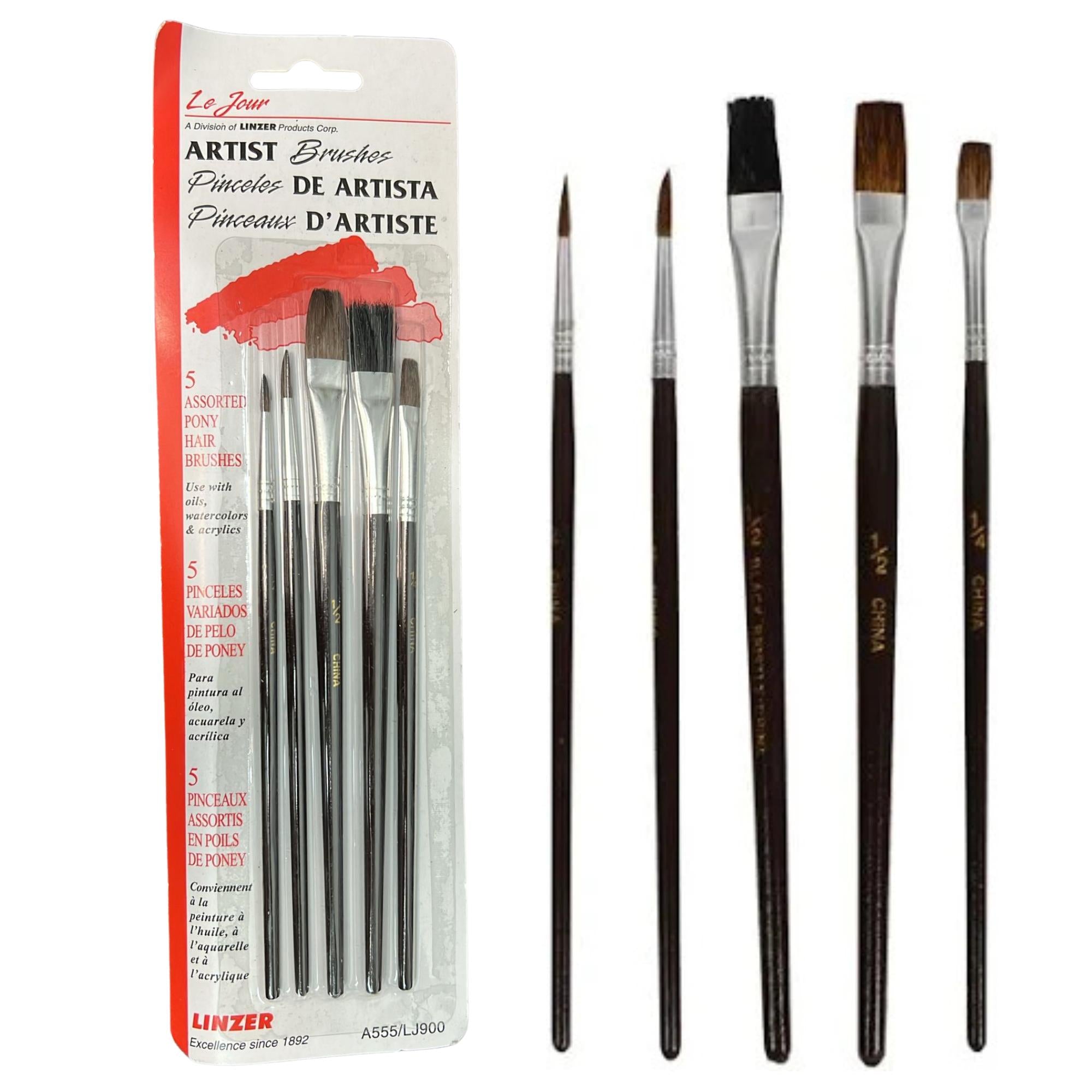 Assorted Pony Hair Artist Brushes: 5 Pack Swim Goggles & Masks Art Brush School main product image