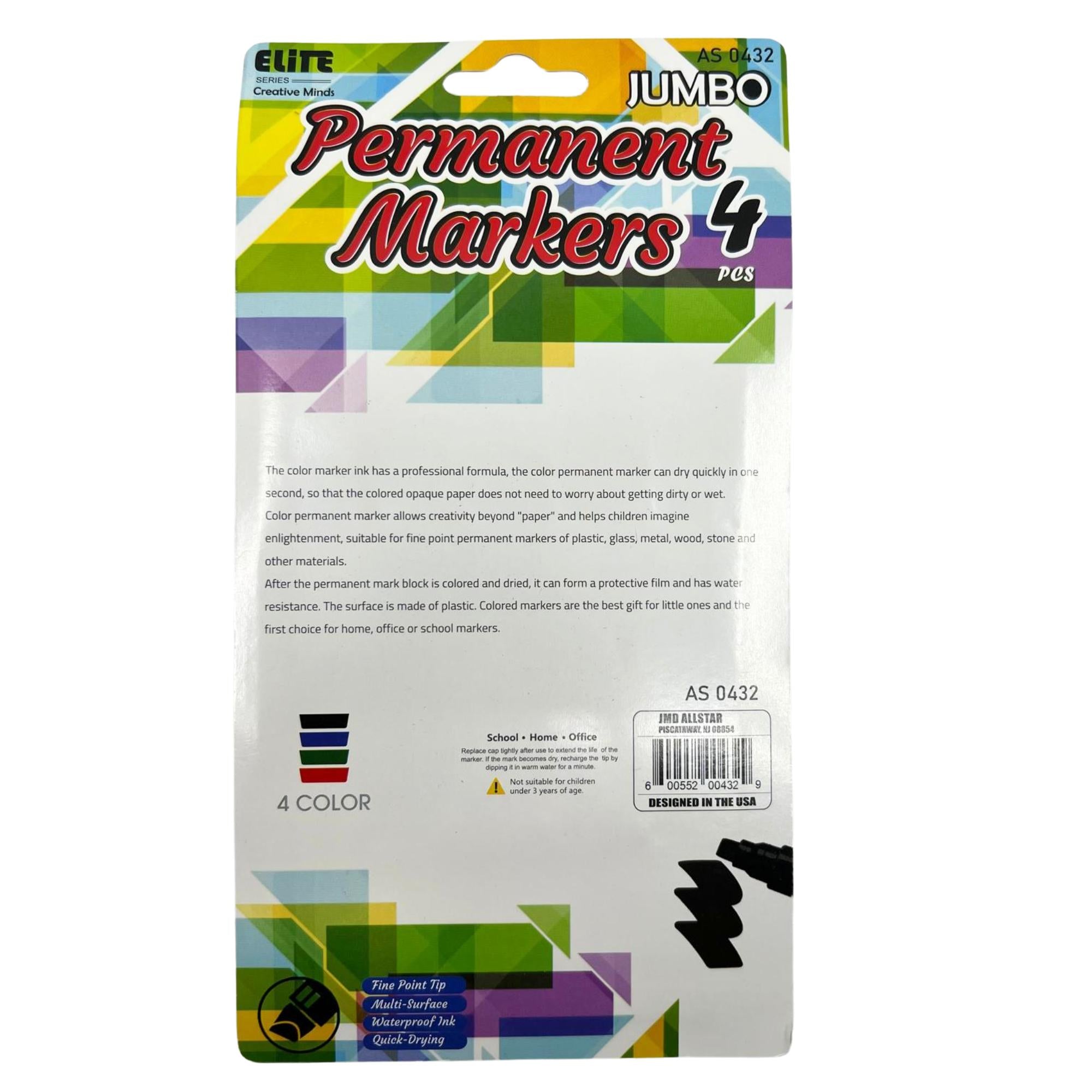 Assortment Permanent Markers: 4 Pack size and feature image