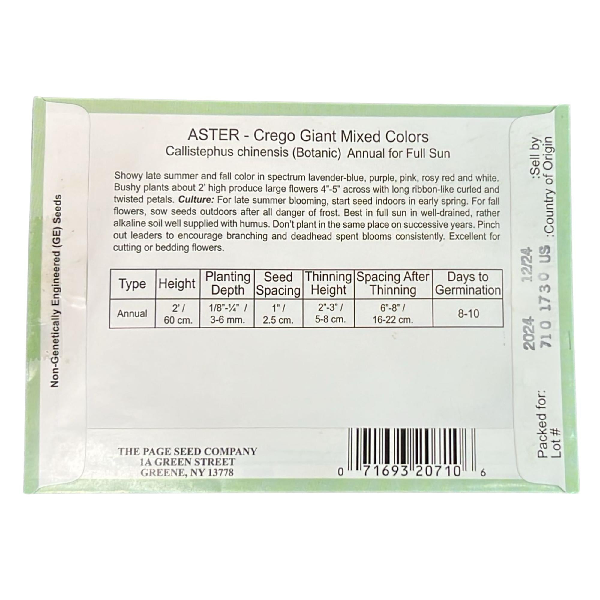 Valley Greene 140mg Aster Crego Giant Mixed Colors: 2 Pack Seeds size and feature image
